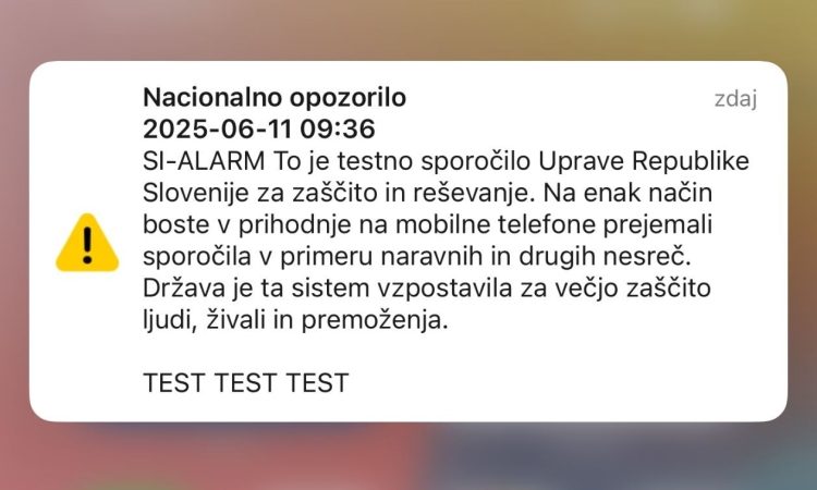 Zadnjo soboto v septembru testiranje novega sistema alarmiranja SI-Alarm