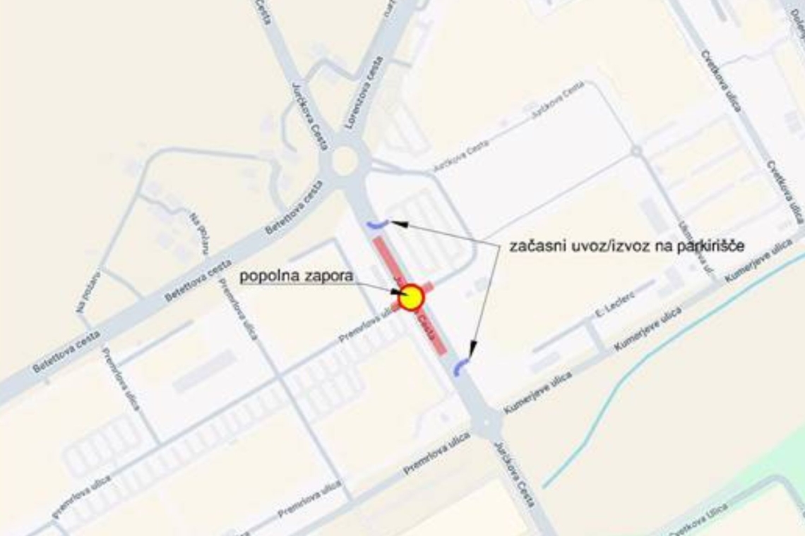 Zapora dela Jurčkove ceste zaradi izgradnje krožišča v Rudniku