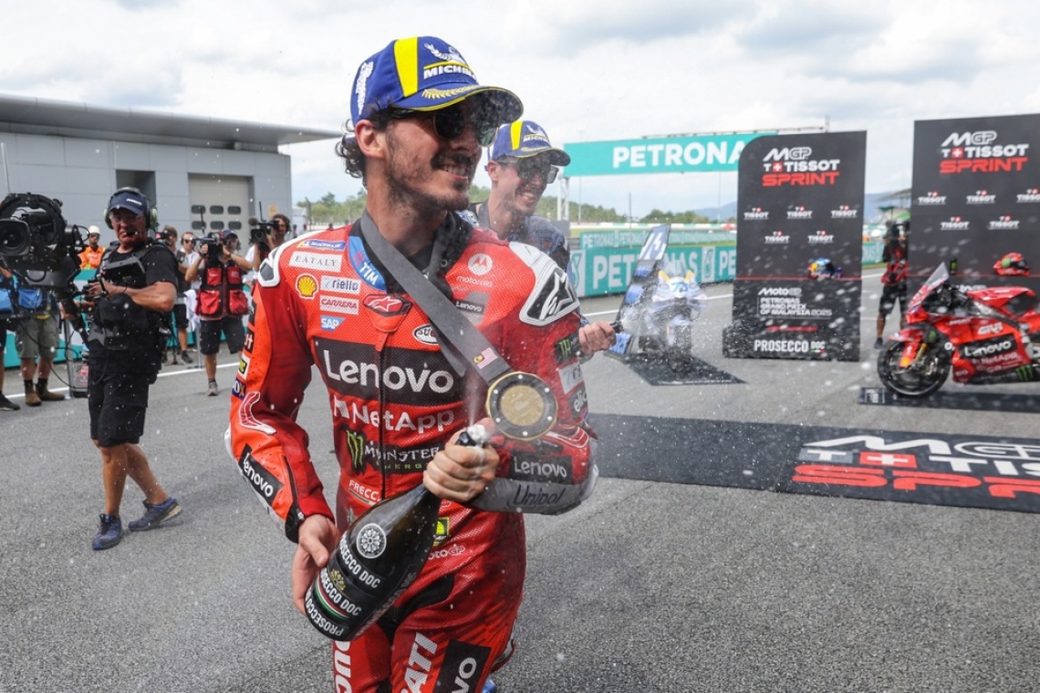 Bagnaia zmagovalec sprinterske dirke v Sepangu