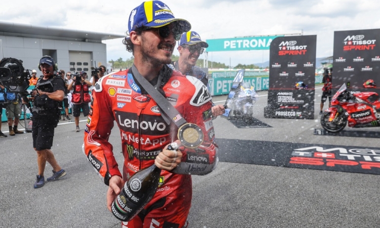 Bagnaia zmagovalec sprinterske dirke v Sepangu